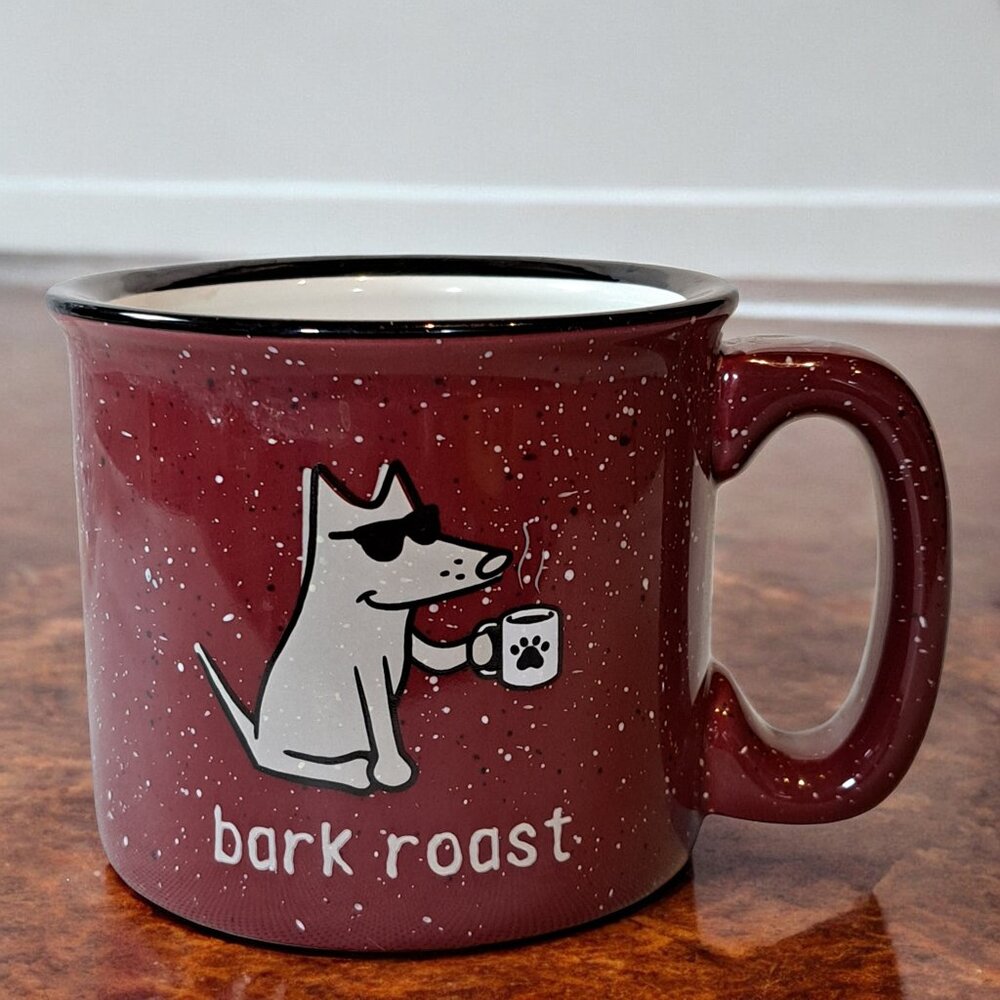 Bark Roast Teddy The Dog Solid Heavy Coffee Tea Cup Mug Maroon Red